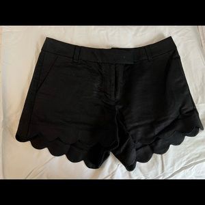 J Crew Linen Scalloped Shorts. Black